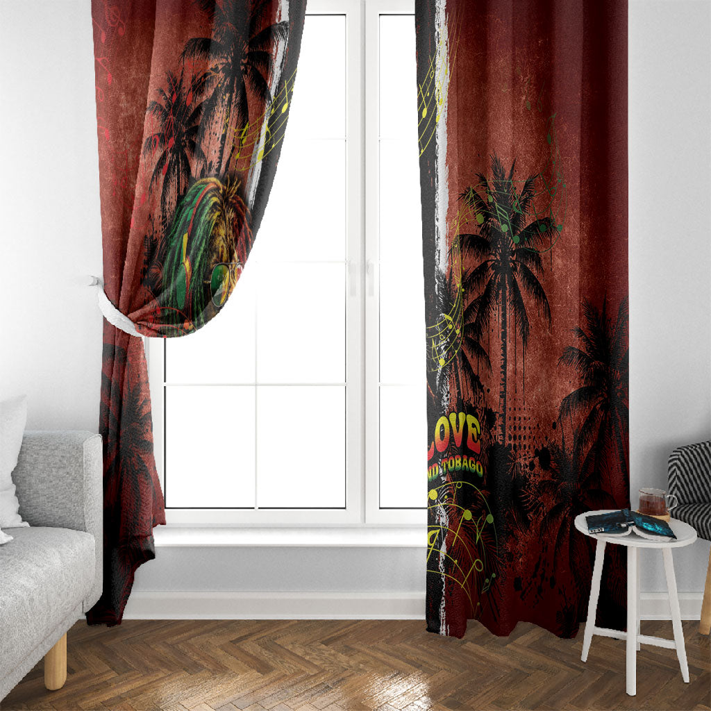 One Love Trinidad And Tobago Window Curtain Rastafarian Lion Reggae Grunge Style