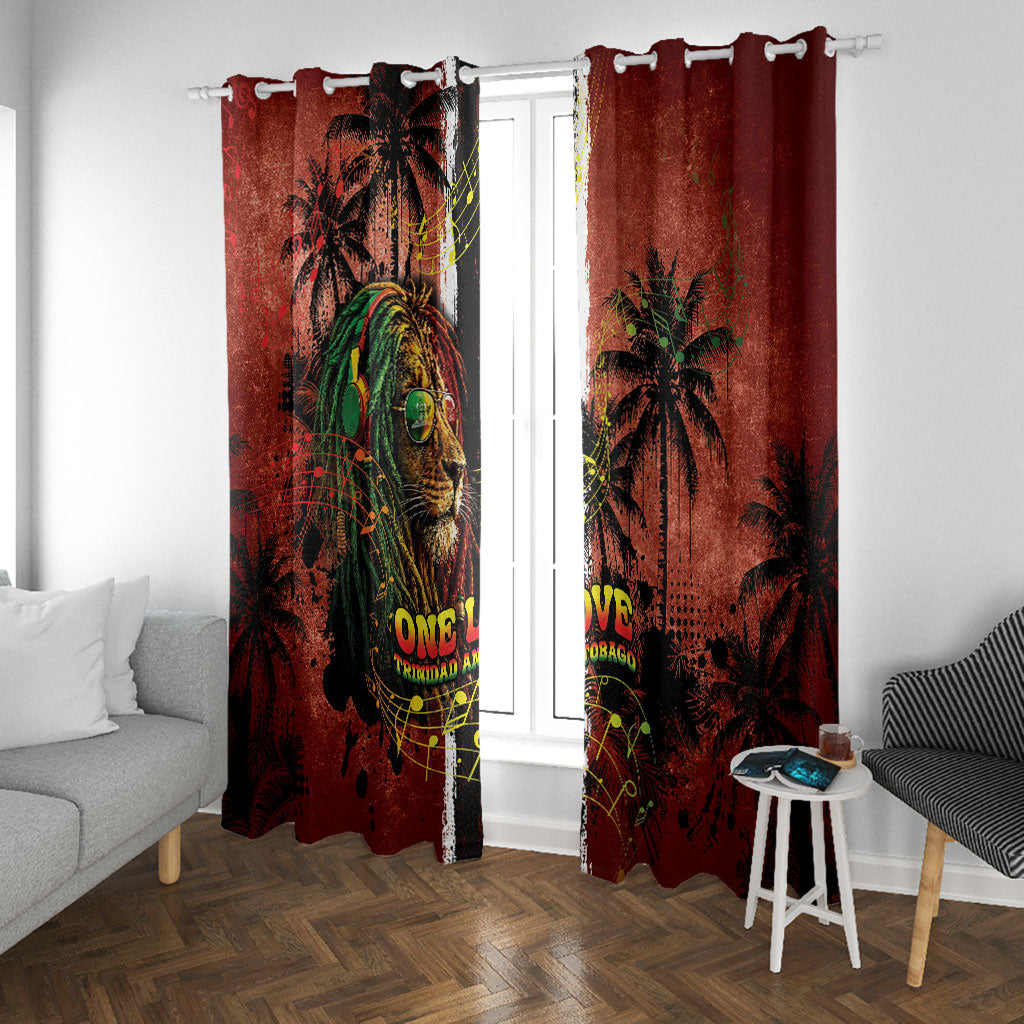 One Love Trinidad And Tobago Window Curtain Rastafarian Lion Reggae Grunge Style