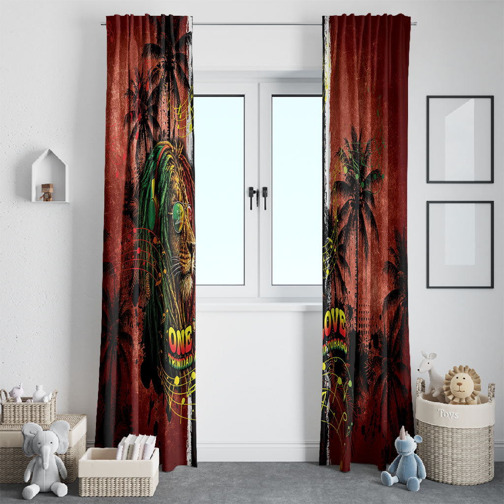 One Love Trinidad And Tobago Window Curtain Rastafarian Lion Reggae Grunge Style