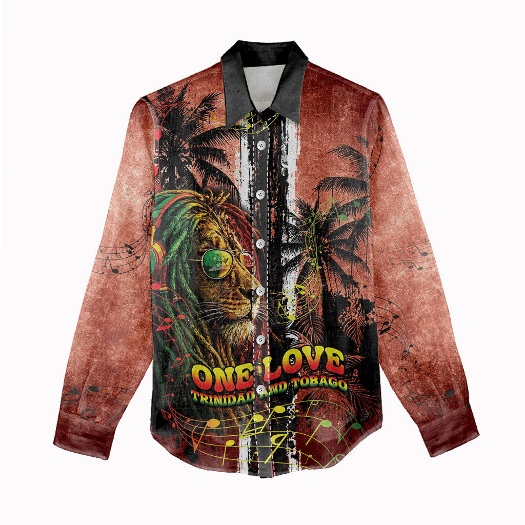 One Love Trinidad And Tobago Women Casual Shirt Rastafarian Lion Reggae Grunge Style