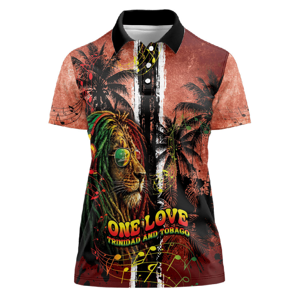 One Love Trinidad And Tobago Women Polo Shirt Rastafarian Lion Reggae Grunge Style