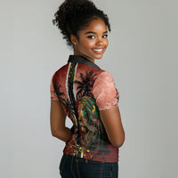 One Love Trinidad And Tobago Women Polo Shirt Rastafarian Lion Reggae Grunge Style