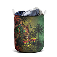 One Love Afro Haiti Laundry Basket Rastafarian Lion Reggae Grunge Style