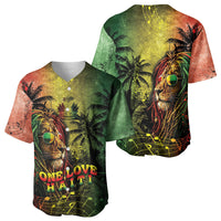 One Love Afro Haiti Baseball Jersey Rastafarian Lion Reggae Grunge Style