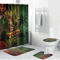One Love Afro Haiti Bathroom Set Rastafarian Lion Reggae Grunge Style