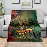 One Love Afro Haiti Blanket Rastafarian Lion Reggae Grunge Style