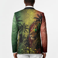 One Love Afro Haiti Blazer Rastafarian Lion Reggae Grunge Style