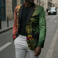 One Love Afro Haiti Blazer Rastafarian Lion Reggae Grunge Style