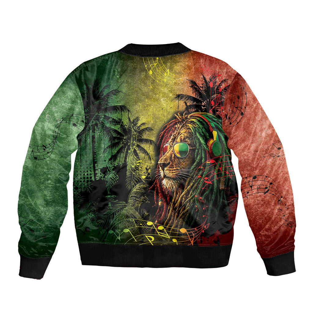 One Love Afro Haiti Bomber Jacket Rastafarian Lion Reggae Grunge Style