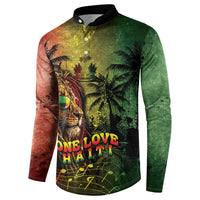 One Love Afro Haiti Button Sweatshirt Rastafarian Lion Reggae Grunge Style