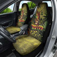 One Love Afro Haiti Car Seat Cover Rastafarian Lion Reggae Grunge Style