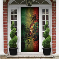 One Love Afro Haiti Door Cover Rastafarian Lion Reggae Grunge Style