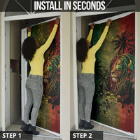 One Love Afro Haiti Door Cover Rastafarian Lion Reggae Grunge Style