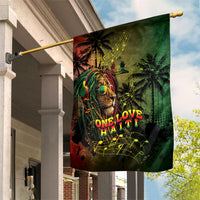 One Love Afro Haiti Garden Flag Rastafarian Lion Reggae Grunge Style