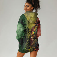 One Love Afro Haiti Hoodie Dress Rastafarian Lion Reggae Grunge Style