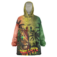 One Love Afro Haiti Kid Wearable Blanket Hoodie Rastafarian Lion Reggae Grunge Style