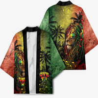 One Love Afro Haiti Kimono Rastafarian Lion Reggae Grunge Style