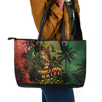 One Love Afro Haiti Leather Tote Bag Rastafarian Lion Reggae Grunge Style