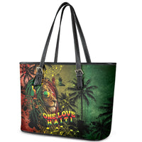 One Love Afro Haiti Leather Tote Bag Rastafarian Lion Reggae Grunge Style