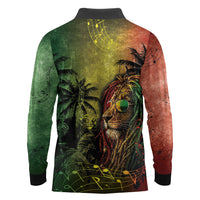 One Love Afro Haiti Long Sleeve Polo Shirt Rastafarian Lion Reggae Grunge Style