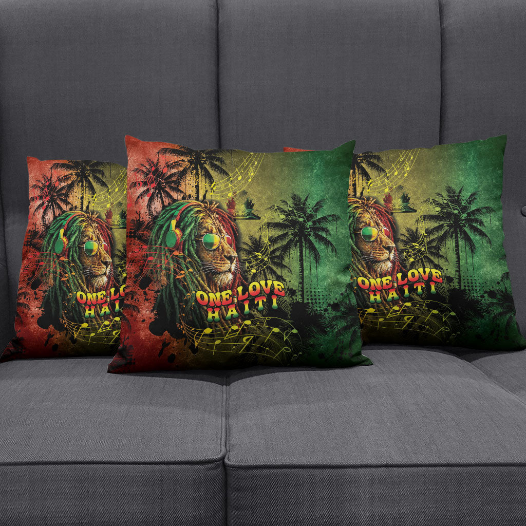 One Love Afro Haiti Pillow Cover Rastafarian Lion Reggae Grunge Style