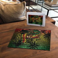 One Love Afro Haiti Puzzle Rastafarian Lion Reggae Grunge Style