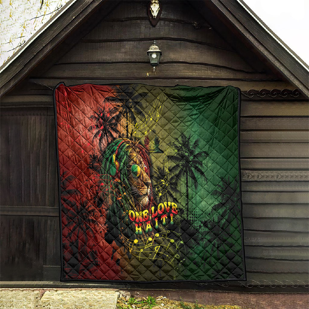 One Love Afro Haiti Quilt Rastafarian Lion Reggae Grunge Style