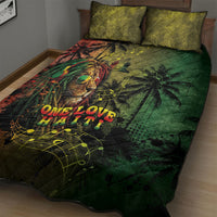 One Love Afro Haiti Quilt Bed Set Rastafarian Lion Reggae Grunge Style