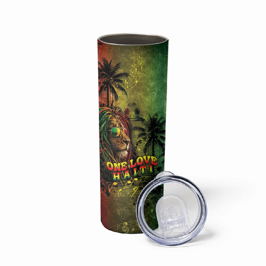 One Love Afro Haiti Skinny Tumbler Rastafarian Lion Reggae Grunge Style