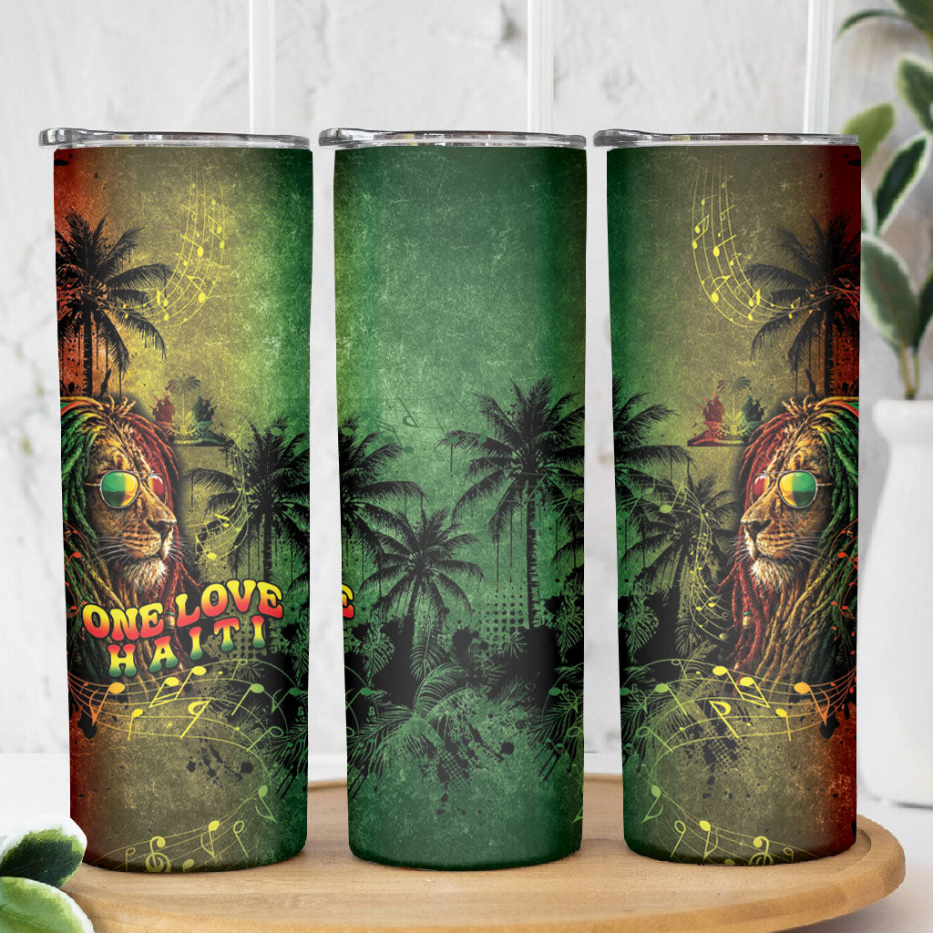One Love Afro Haiti Skinny Tumbler Rastafarian Lion Reggae Grunge Style