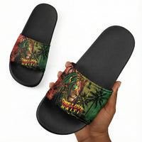 One Love Afro Haiti Slide Sandals Rastafarian Lion Reggae Grunge Style