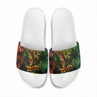 One Love Afro Haiti Slide Sandals Rastafarian Lion Reggae Grunge Style