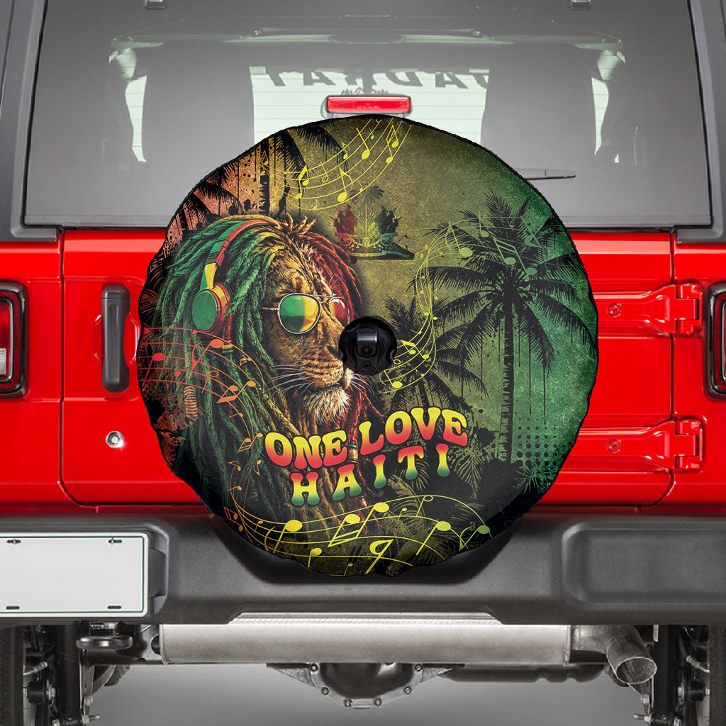One Love Afro Haiti Spare Tire Cover Rastafarian Lion Reggae Grunge Style