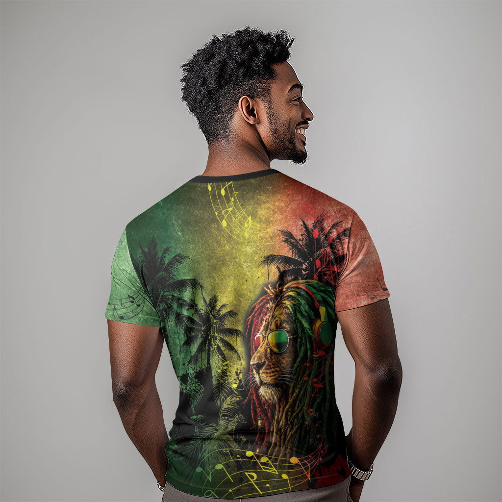 One Love Afro Haiti T shirt Rastafarian Lion Reggae Grunge Style