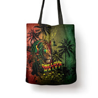 One Love Afro Haiti Tote Bag Rastafarian Lion Reggae Grunge Style