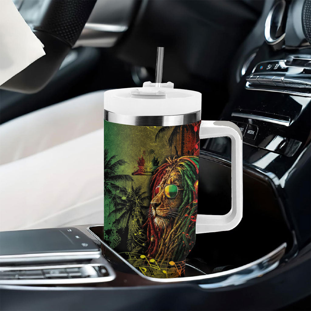 One Love Afro Haiti Tumbler With Handle Rastafarian Lion Reggae Grunge Style