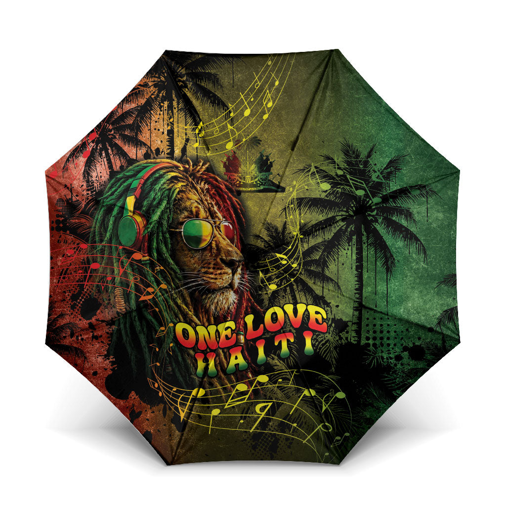 One Love Afro Haiti Umbrella Rastafarian Lion Reggae Grunge Style