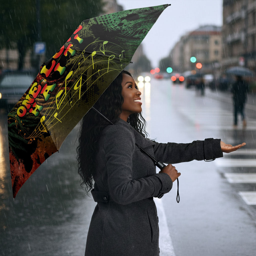 One Love Afro Haiti Umbrella Rastafarian Lion Reggae Grunge Style
