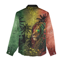One Love Afro Haiti Women Casual Shirt Rastafarian Lion Reggae Grunge Style
