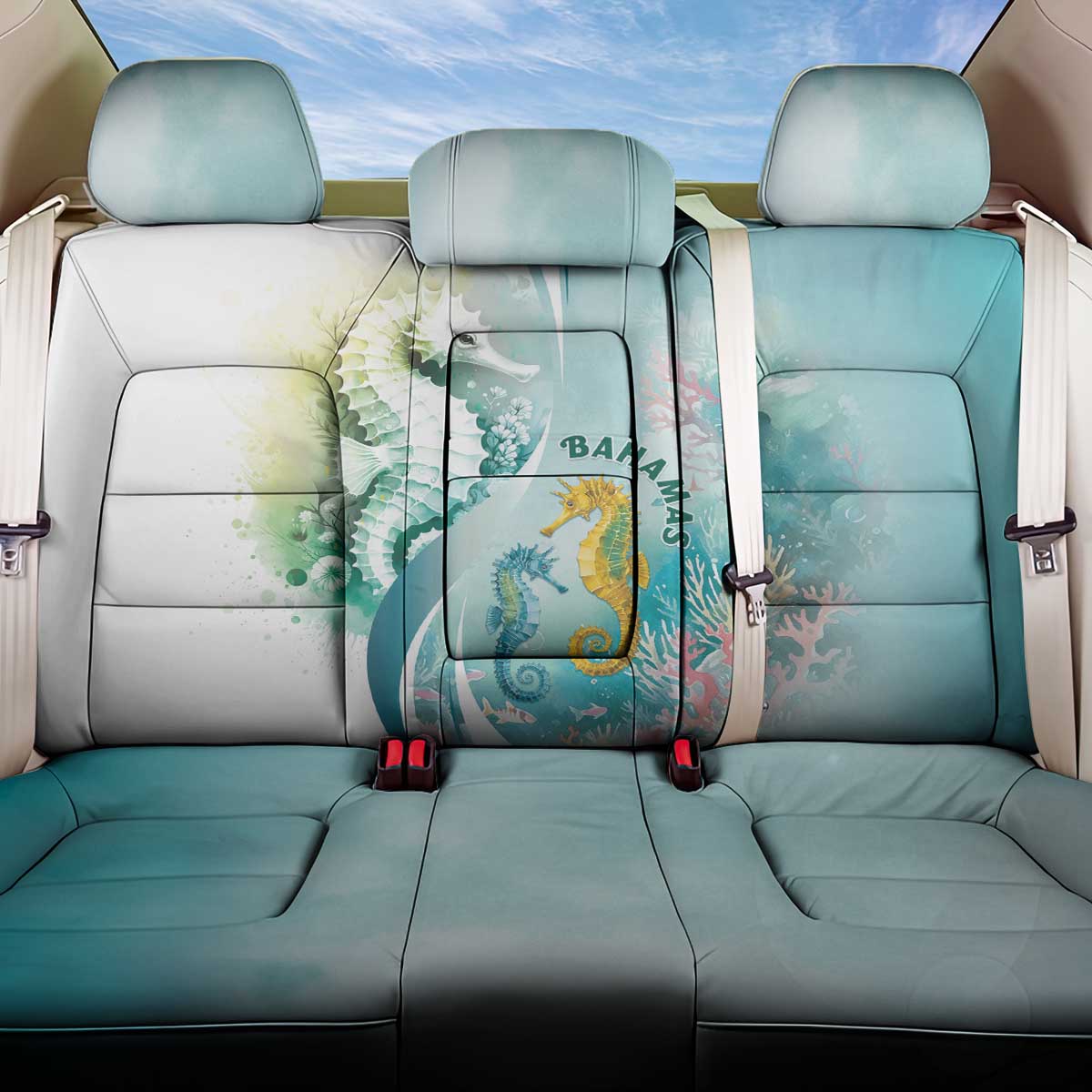 Bahamas Seahorse Back Car Seat Cover Ocean Spirit - Wonder Print Shop