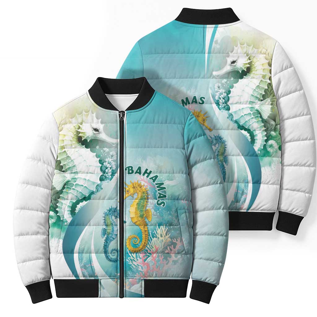 Bahamas Seahorse Bomber Puffer Jacket Ocean Spirit - Wonder Print Shop