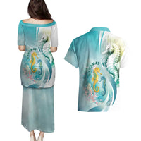 Bahamas Seahorse Couples Matching Puletasi and Hawaiian Shirt Ocean Spirit - Wonder Print Shop