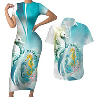 Bahamas Seahorse Couples Matching Short Sleeve Bodycon Dress and Hawaiian Shirt Ocean Spirit - Wonder Print Shop