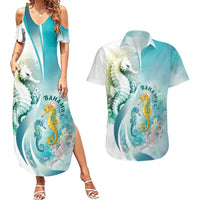 Bahamas Seahorse Couples Matching Summer Maxi Dress and Hawaiian Shirt Ocean Spirit - Wonder Print Shop