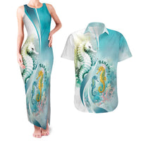 Bahamas Seahorse Couples Matching Tank Maxi Dress and Hawaiian Shirt Ocean Spirit - Wonder Print Shop