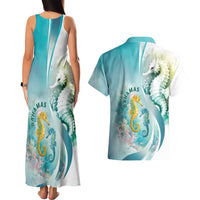 Bahamas Seahorse Couples Matching Tank Maxi Dress and Hawaiian Shirt Ocean Spirit - Wonder Print Shop