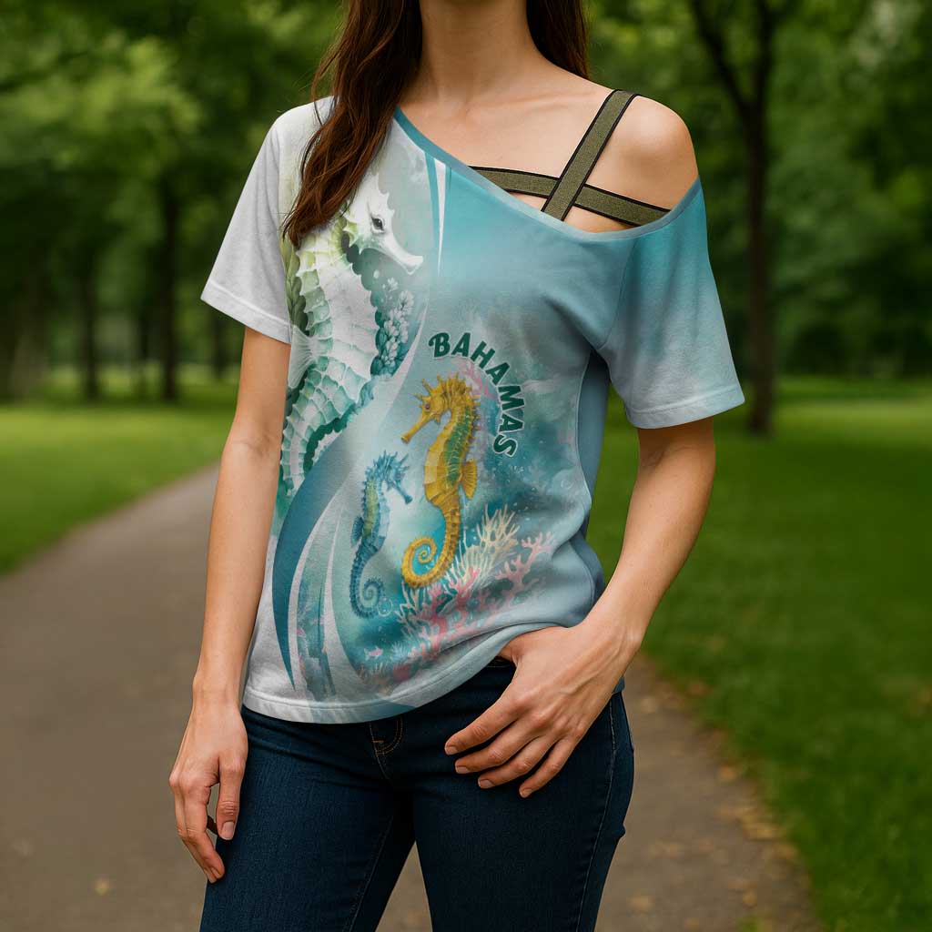 Bahamas Seahorse Cross Shoulder Shirt Ocean Spirit - Wonder Print Shop