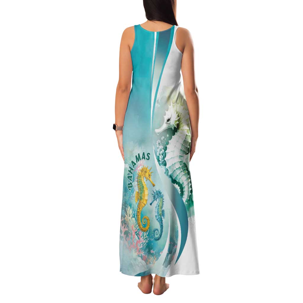 Bahamas Seahorse Family Matching Tank Maxi Dress and Hawaiian Shirt Ocean Spirit - Wonder Print Shop