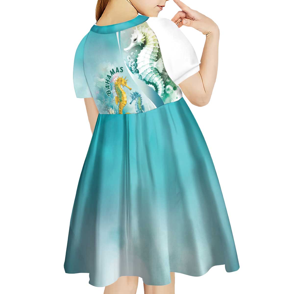 Bahamas Seahorse Kid Short Sleeve Dress Ocean Spirit - Wonder Print Shop