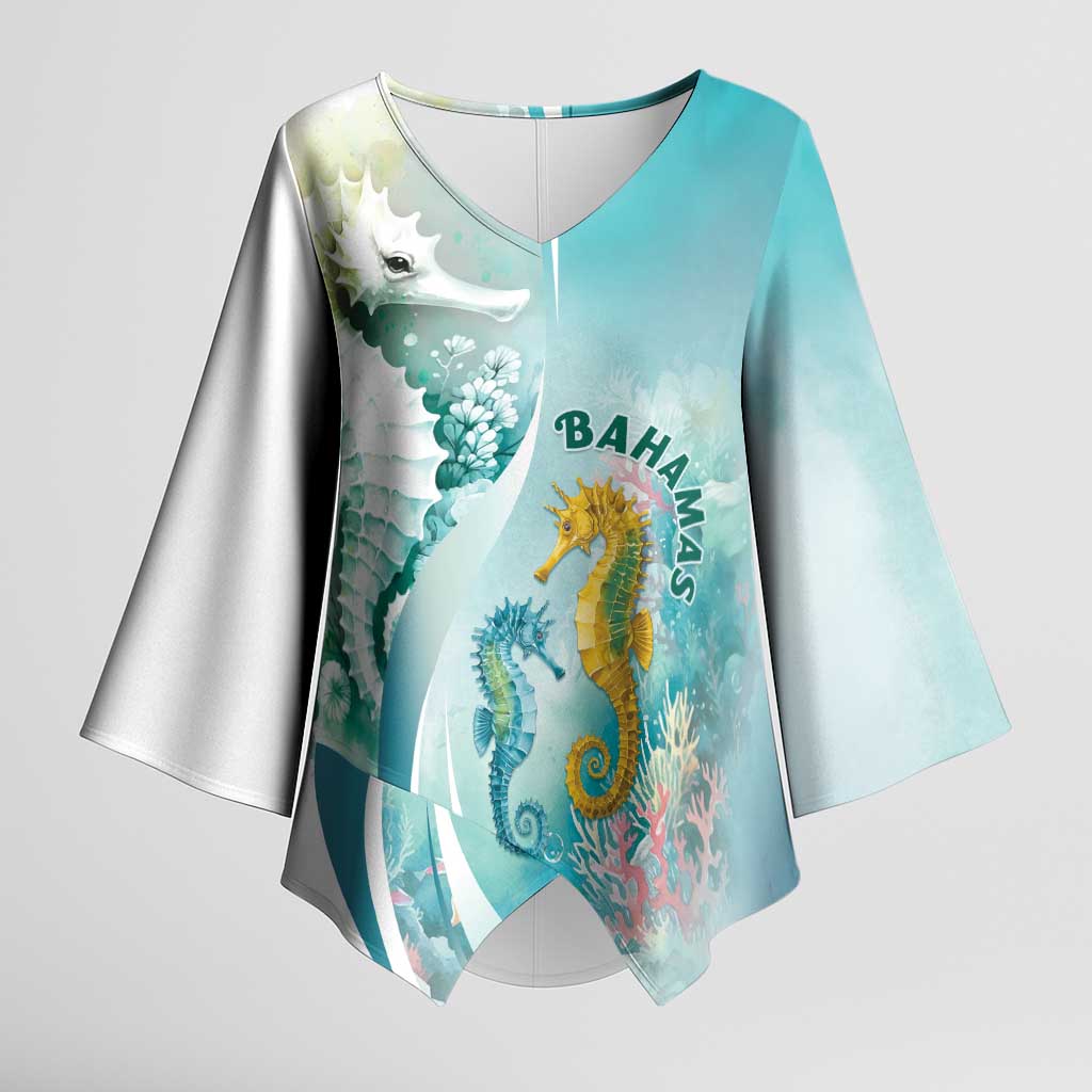 Bahamas Seahorse Kimono Sleeve Blouse Ocean Spirit - Wonder Print Shop
